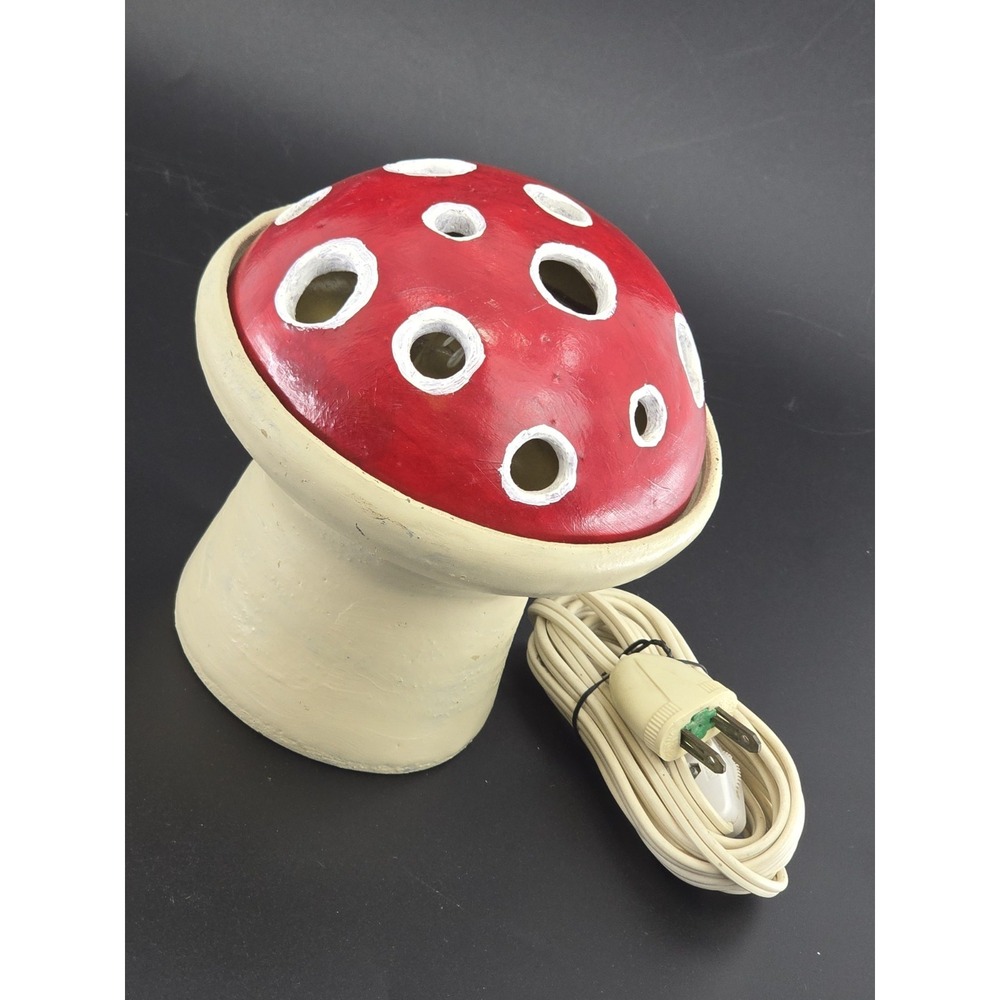 Vtg Toadstool Mushroom Table Lamp – Cozy Cottage Core Handmade Signed‎ Artist